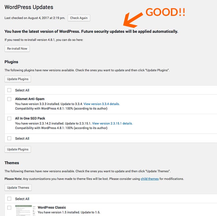 wordpress updates